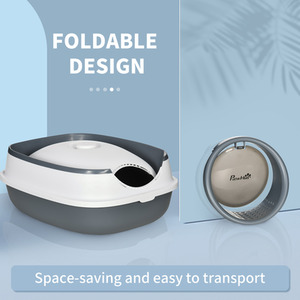 PawHut Enclosed Cat Litter Tray with Lid - White by PawHut