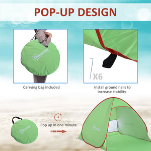Outsunny 2-3 Person Pop up Beach Tent - Green by Outsunny
