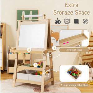 Children's Double-Sided Art Easel with Paper Roll by Costway