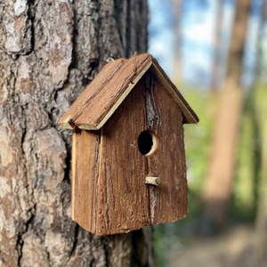 Rustic Barkwood Birdhouse Nest Box - Brown / 2 by Selections