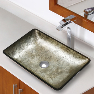 Tempered Glass Bathroom Sink with Unique Pattern - Gold by Livingandhome