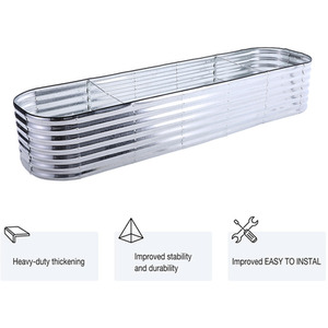 Silver Galvanized Steel Oval Raised Garden Bed by Livingandhome