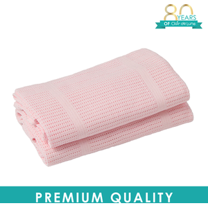Soft Cotton Cellular Pram Blanket - Pink by Clair de Lune