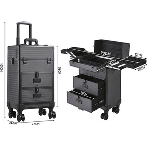 Large Professional Makeup Case on Wheels - Black by Livingandhome