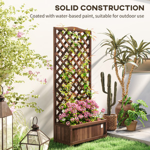 Outsunny Garden Wooden Planter Box with Trellis by Outsunny