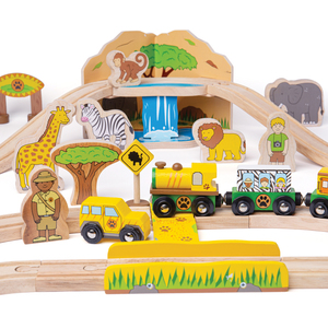 Safari Train Set - Multi-coloured by Bigjigs Rail