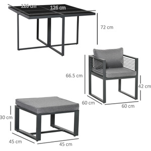 Outsunny 9 Piece Garden Dining Cube Set - Grey by Outsunny