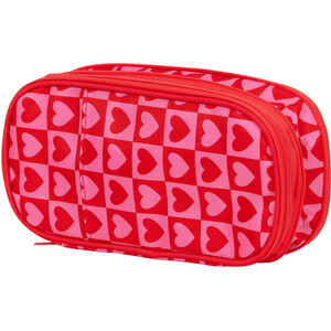 Cherry Hearts Compartment Pencil Case - Pink