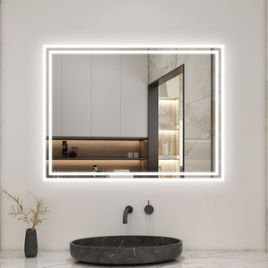 Illuminated Bathroom Mirror with Double Border Lights - White / 80cm by AicaBathroom