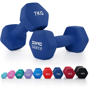 Hex Neoprene Dumbbells Set of 2 - Dark Blue / 7kg by Core Balance
