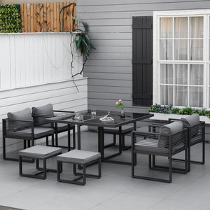Outsunny 9 Piece Garden Dining Cube Set - Grey by Outsunny