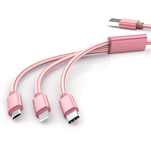 All-In-One USB Fast Charging Braided Cable - Rose Gold