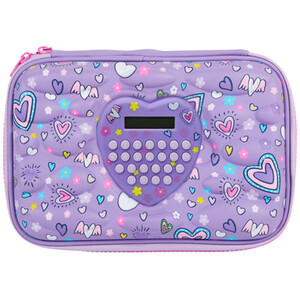 Purple Heart Calculator Pencil Case