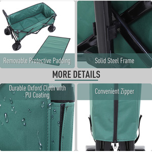Outsunny Outdoor Pull Cart Folding Cargo Wagon - Green by Outsunny