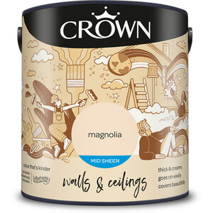 Crown Walls and Ceilings Mid Sheen Emulsion - Magnolia / 2.5l by Crown Paints