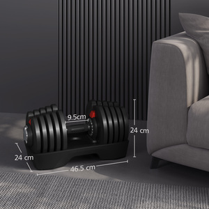 16 In 1 Quick Adjust Dumbbell Weight Set for Home Gym - Black by Yaheetech