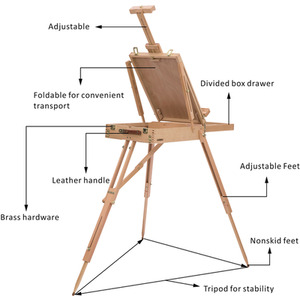HOMCOM Foldable Wooden Art Easel - Natural wood by HOMCOM