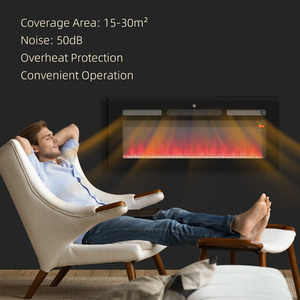 HOMCOM Recessed and Wall Mounted Electric Fireplace with Remote - Black by HOMCOM