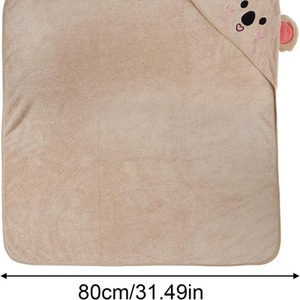 Ultra-Soft Coral Fleece Hooded Baby Towel with Bear Design - Brown by Dyzi