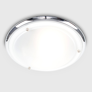 Modern IP44 Silver Chrome And Glass Flush Bathroom Ceiling Light - Silver by ValueLights