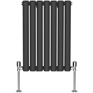 Oval Column Horizontal Designer Radiators - Black / 413mm / 56mm