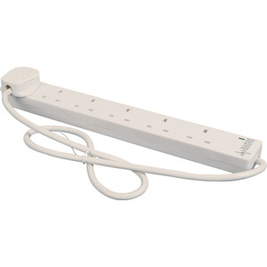 My Home 6 Way Surge Protected Extension Lead 1m - White by My Home