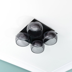 Alissa IP44 Integrated LED 4 Way Ceiling Light with Glass Shades - Black by ValueLights