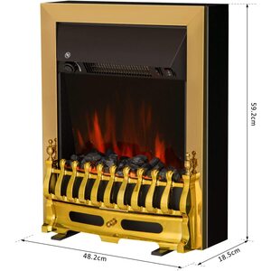 HOMCOM LED Flame Electric Fire Place-Golden - Golden by HOMCOM