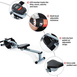 HOMCOM Rowing Machine with LCD Monitor - Grey by HOMCOM