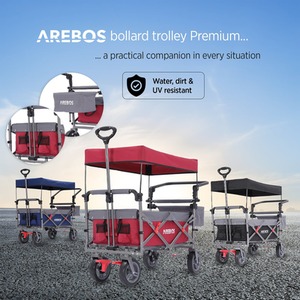 Handcart Premium Foldable with Roof - Transport Trolley - Red by AREBOS