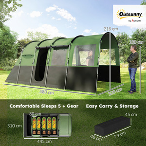 Outsunny 8-Person Camping Tent Tunnel Design with 4 Large Windows by Outsunny