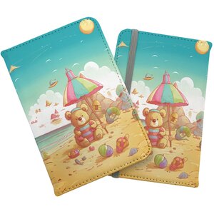 Teddy Bead On A Beach Holiday Passport Cover - Yellow by Warren Reed - Designer
