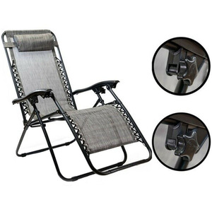 Set of 2 Heavy Duty Zero Gravity Sun Lounger Foldable Chairs - Blue by Faboer