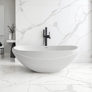 San Sebastian Freestanding Matt Stone Bath - White by Fino Stone