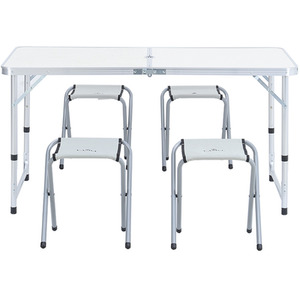 Portable Camping Table and 4 Stools Set - White by Kidkid