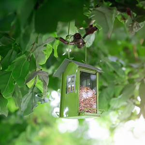 Beach Hut Bird Seed Feeder - Green by Garden Mile