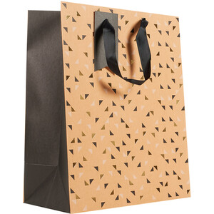 Pack of 3 Patterned Kraft Gift Bags - Black and Brown