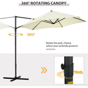 Outsunny 2.5M 360 degree Rotation Garden Cantilever Parasol by Outsunny