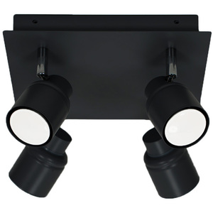 Benton 4 Way Square Plate Ceiling Spotlight Matt Black - Black by ValueLights