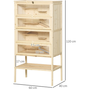 Pawhut Wooden Small Animal Cage - Natural by Pawhut