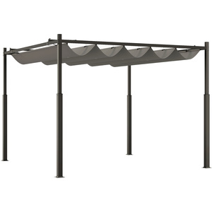 Outsunny 3 x 3(m) Outdoor Pergola with Retractable Roof - Grey by Outsunny
