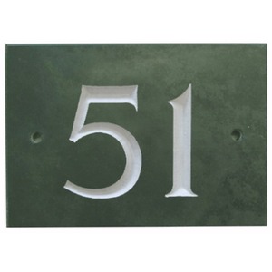 Green Slate House Number 51 - Smokey Green by The House Nameplate Company
