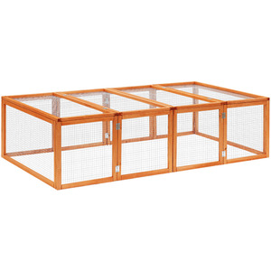 PawHut rabbit Run Wooden Rabbit Hutch Cage - Natural by PawHut