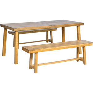 Outsunny 3 Pieces Acacia Wood Garden Dining Set - Natural by Outsunny