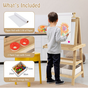 Children's Double-Sided Art Easel with Paper Roll by Costway