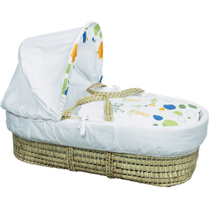 Jolly Jungle Palm Moses Basket - White by Kinder Valley