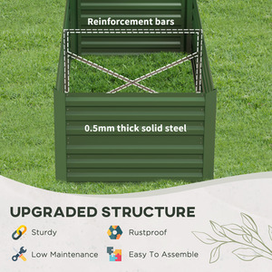 Outsunny Galvanised Raised Garden Bed Planter - Green by Outsunny