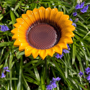 Cast Iron Wild Bird Sunflower Dish Bird Feeder - Yellow by Selections
