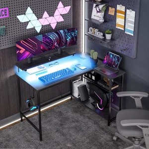 Reversible L Shaped LED Light Gaming desk - Black by Chilli Seating