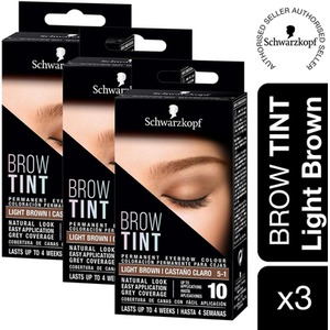 Schwarzkopf Brow Tint Professional Light Brown Permanent Eyebrow Dye Tinting Kit - Buy 3 - light Brown / 6cm / 0.12kg by Schwarzkopf